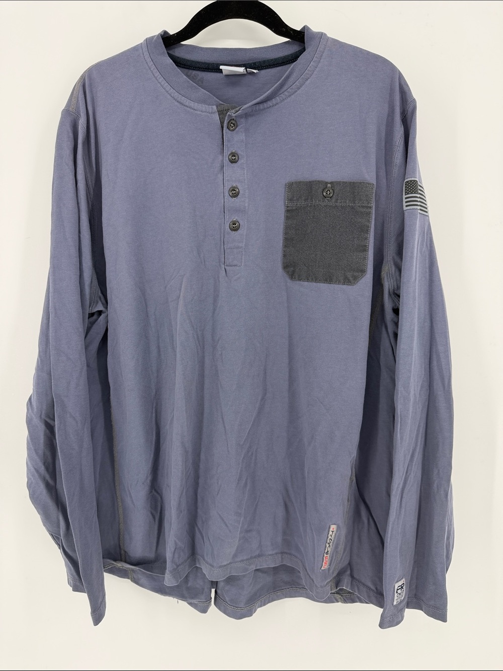 Tyndale FR Men’s XL Regular Flame Resistant Henley Shirt Blue Gray NFPA 2112